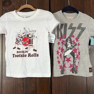 2 rock n roll t shirts size 2T TRUNK KISS & LIFE Rockin’ Tootsie Roll NWT